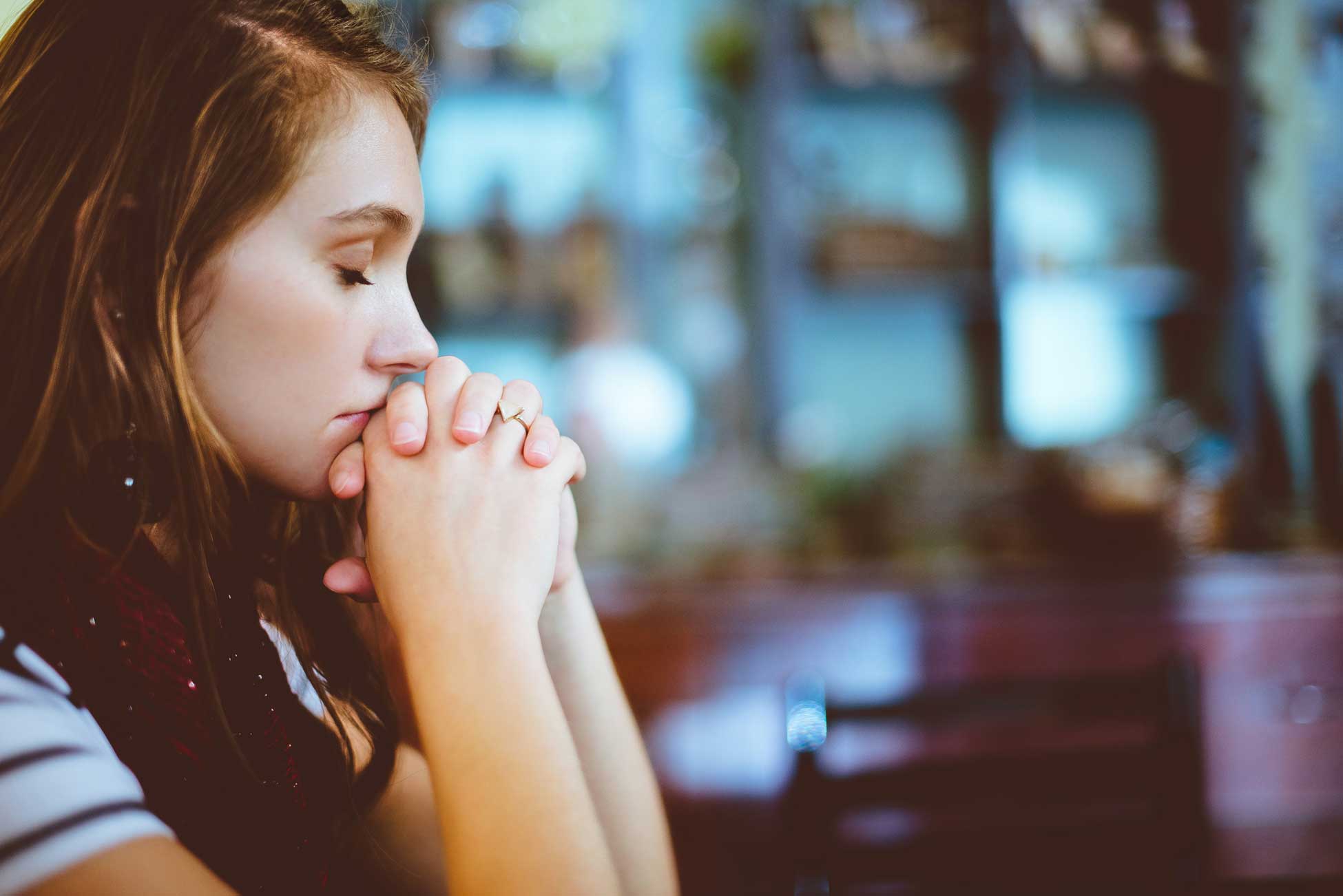 a woman praying